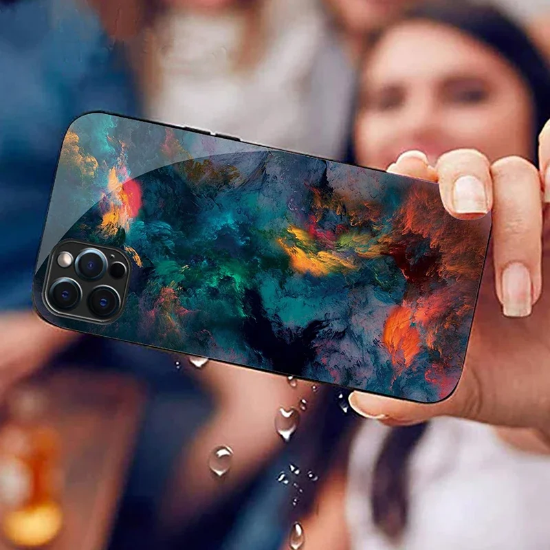 Vibrant Splash Ink Glass Silicone Phone Case