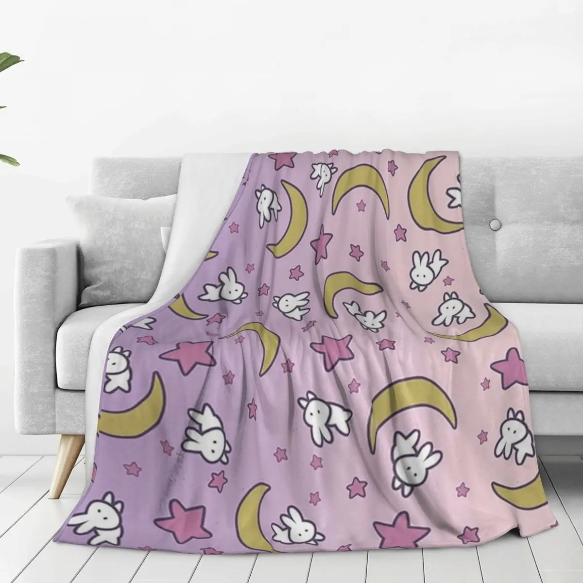 Sailor Moon - Usagi's Print Moon Bunny Blanket Blanket Fleece Super Soft Sofa Throw Blankets For Home Office Throws Bedspread 6