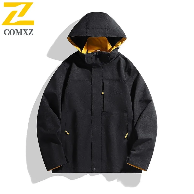 COMXZ Urban High Quality Mens Jacket Casual Hooded Outdoor Camping Multi Functional Coats Daily Style Lightweight Autumn Coat