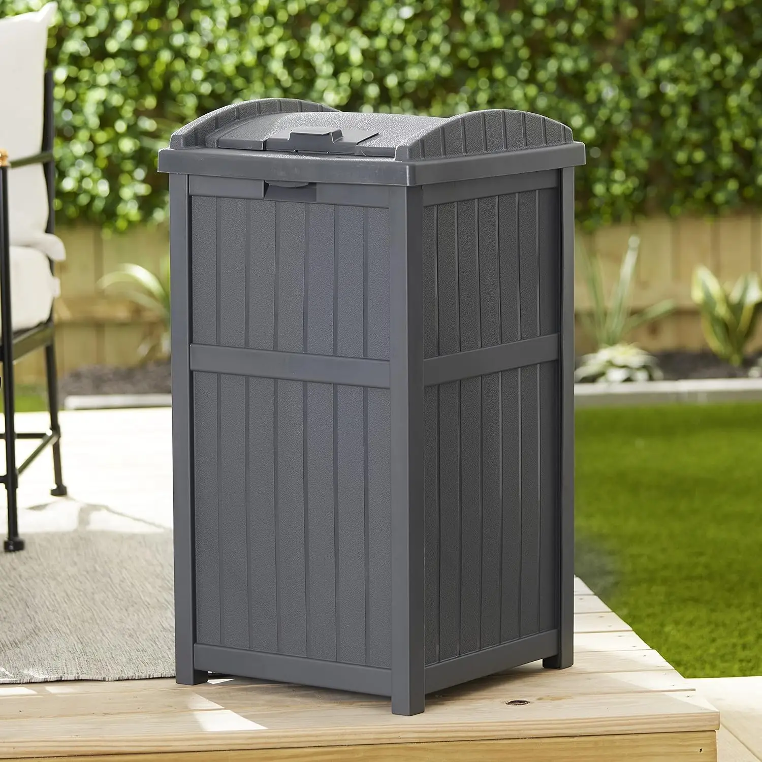 30 Gallon Capacity - Stylish Concealed Waste Storage for Patio, Backyard, Deck or Garden, Use 30-33 Gal. Garbage Can Liners