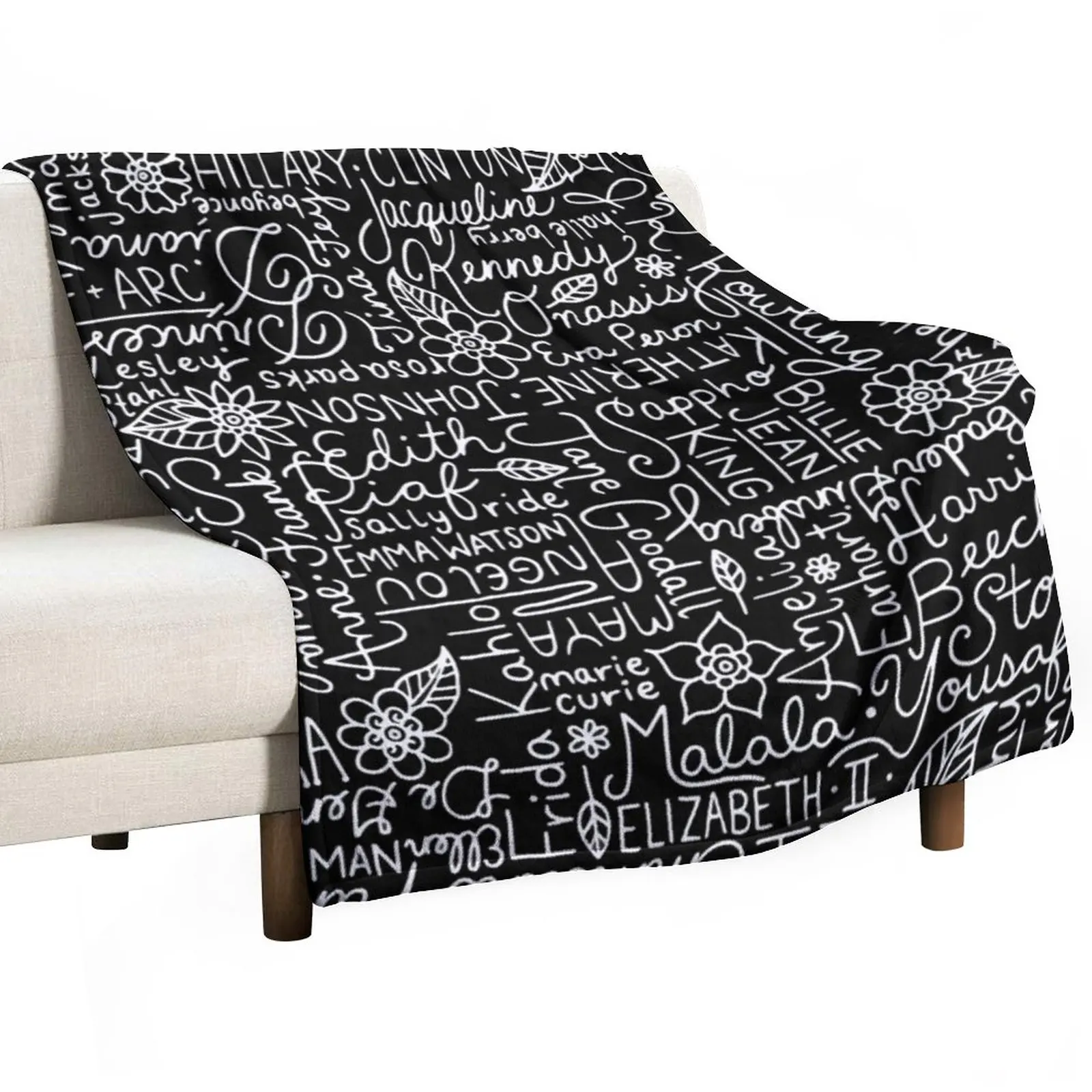 

Strong Women || Black and White || Lettering || Woman Throw Blanket Bed Fashionable Blanket Cute Blanket Plaid