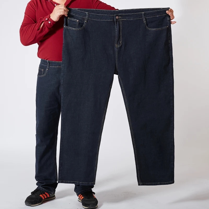 Plus Size 42 44 46 48 50 52 Men's Classic Black Jeans Business Casual Straight Loose Denim Stretch Jeans Male Brand Trousers 2