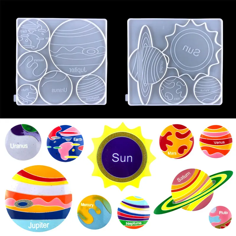 Eight Planets of The Solar System Coaster Silicone Mold Nine Planets Wall Decoration Epoxy Resin Mold Craft Tools moon witch broom wall decor silicone mold suitable for epoxy resin diy craft backpack pendant ornament jewelry making