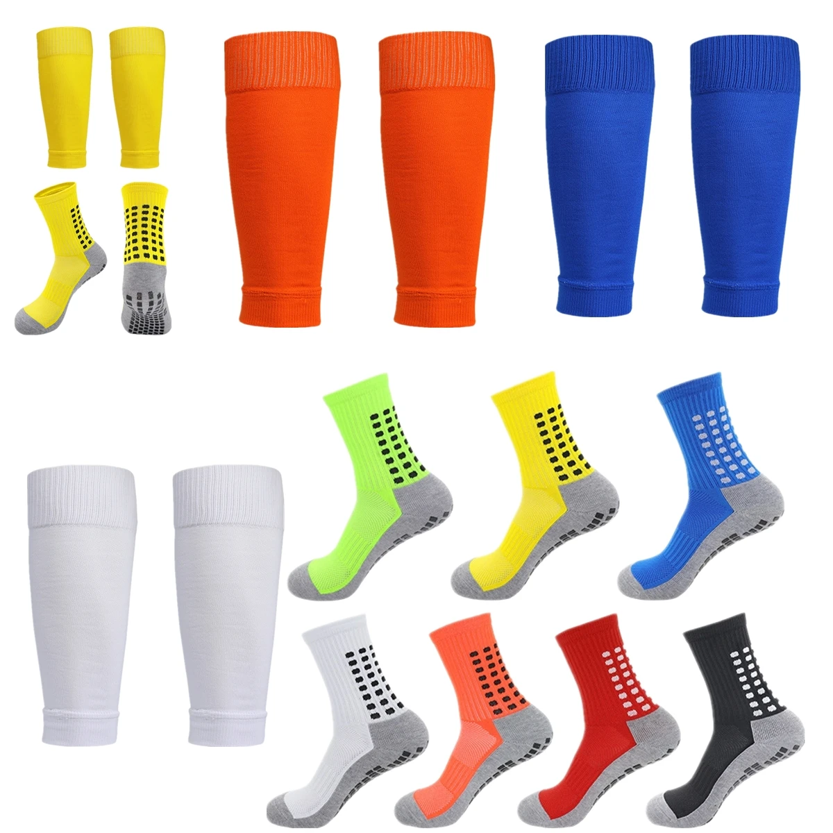 

2 Pairs Set Adult Sports Professional Soccer Socks Anti-slip Breathable Knee Pad Calf Sleeves Football Basketball Sock Sleeve