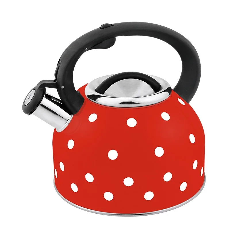 3L 201 Stainless Steel Whistling Kettle Teapot Dot Pattern Cute Food Grade Kitchen Home Coffee Tea Pot for Gas Induction Cooker