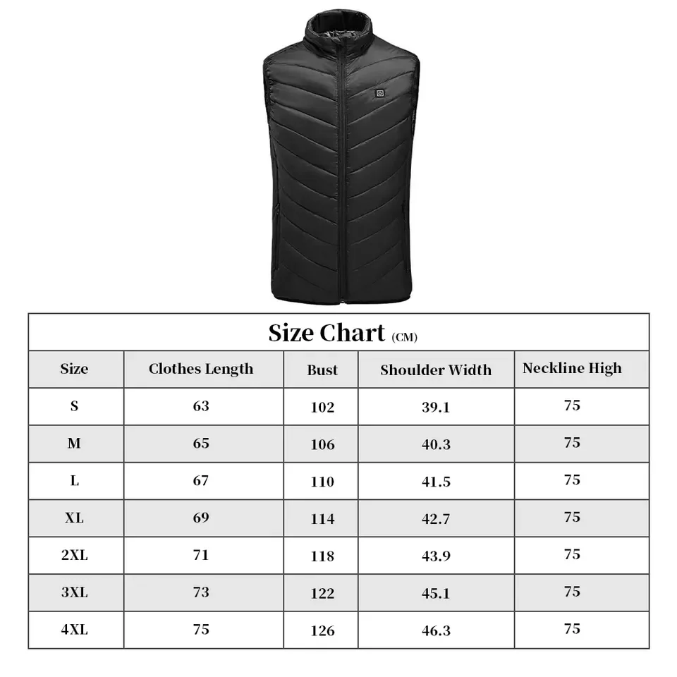 USB Heated Vest Winter Warm Hiking Heated Jacket Vest Outdoor Sports Men Ski Warming Heating Thermal Clothing
