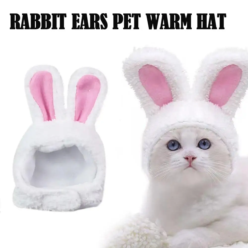 

Funny Cat Headgear Cute Rabbit Ears Cap for Cats Warm Plush Pet Hat Christmas Cosplay Props PhotoProp Kitten Headwear Suppl V5X7
