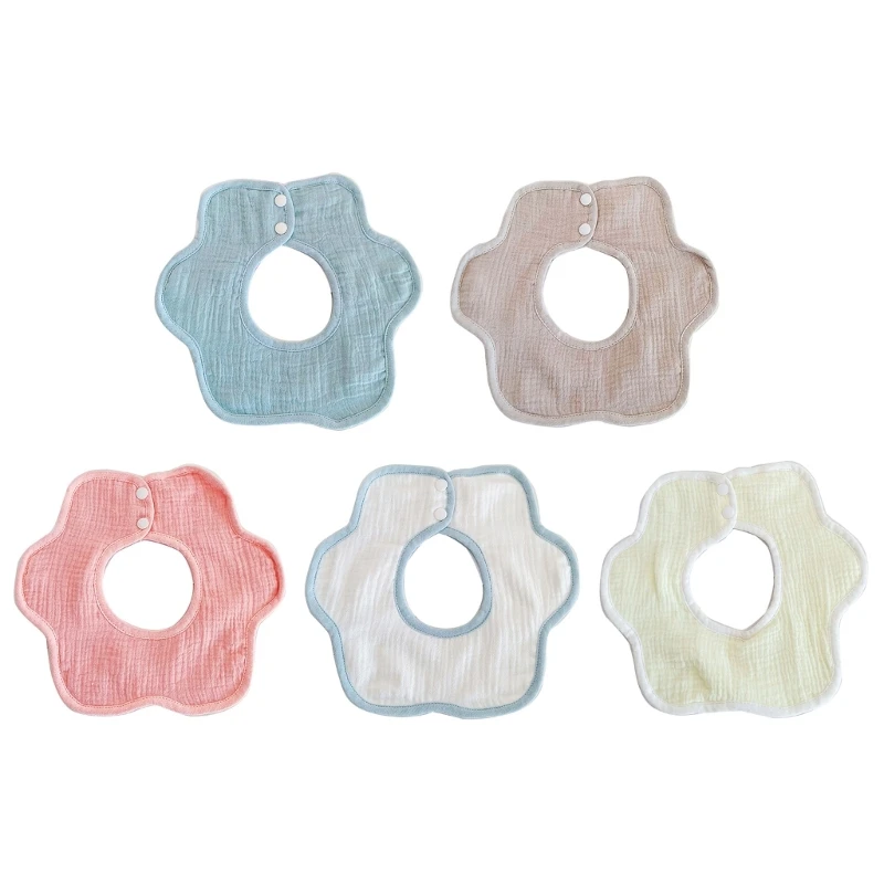 

2023 New Baby Bib for Eating Newborn Drooling Bib Saliva Towel High Absorbent Burp Cloth Infant Unisex petal-shaped Neck Scarf