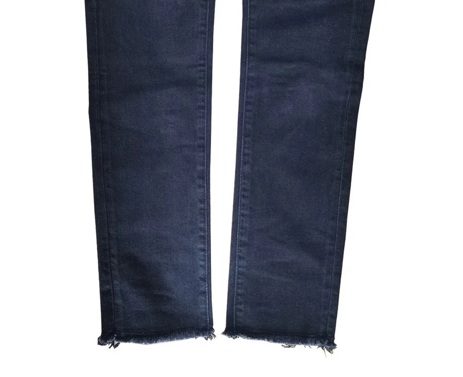 Men\'s Ripped Embroidery Hole Skinny Stretch High Street Jeans