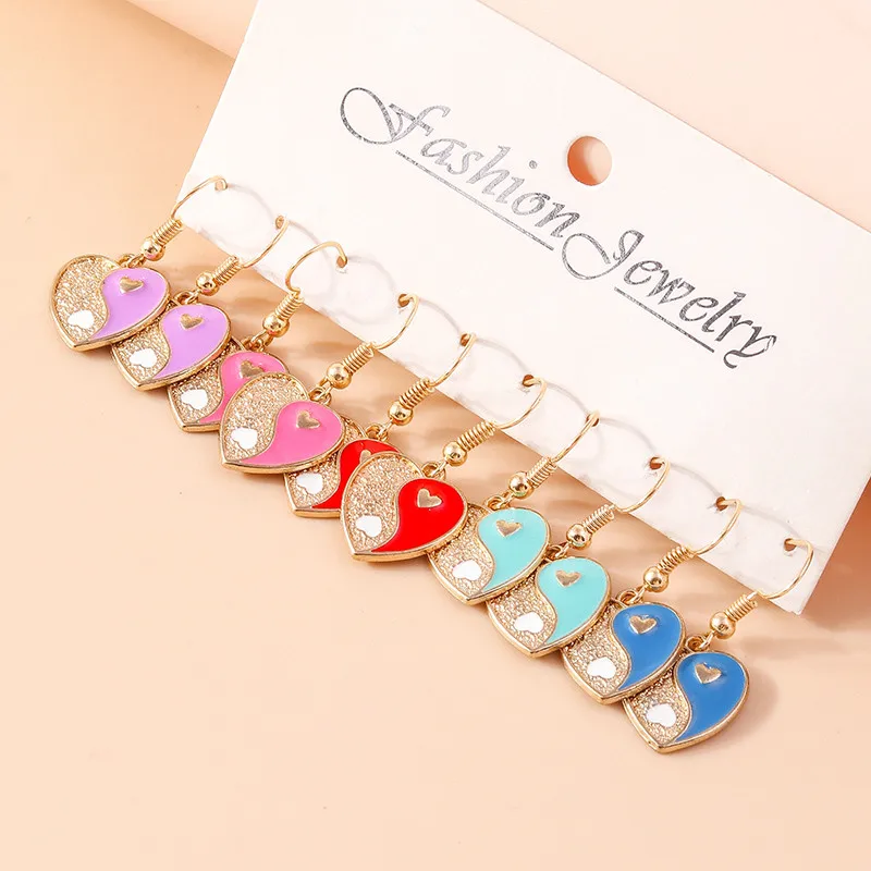 Neu im bunten Liebesherz-Ohrring-Set, niedliche Schmetterlings-Herz-Tier-Tropfenohrringe für Frauen, Mädchen, Kinder, Schmuckset, Geschenke – Detail 11