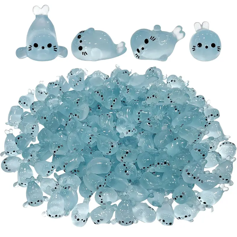 10/20 Pcs Glow in The Dark Mini Seal Figurines, Resin Sea Animals Miniatures, 4 Styles for DIY Craft Home Decoration Supplies - Image 2