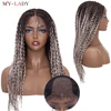 My Lady Synthetic 25inches Lace Front Box Braiding Wig Frontal Brazilian For Black Woman Long Straight