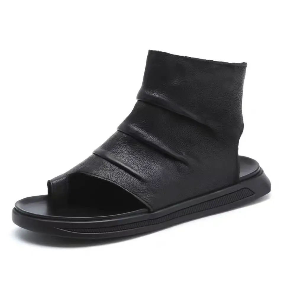 High top men's cool boots Korean version summer Roman shoes Men's trend casual beach shoes with loose toe and clip toe sandals