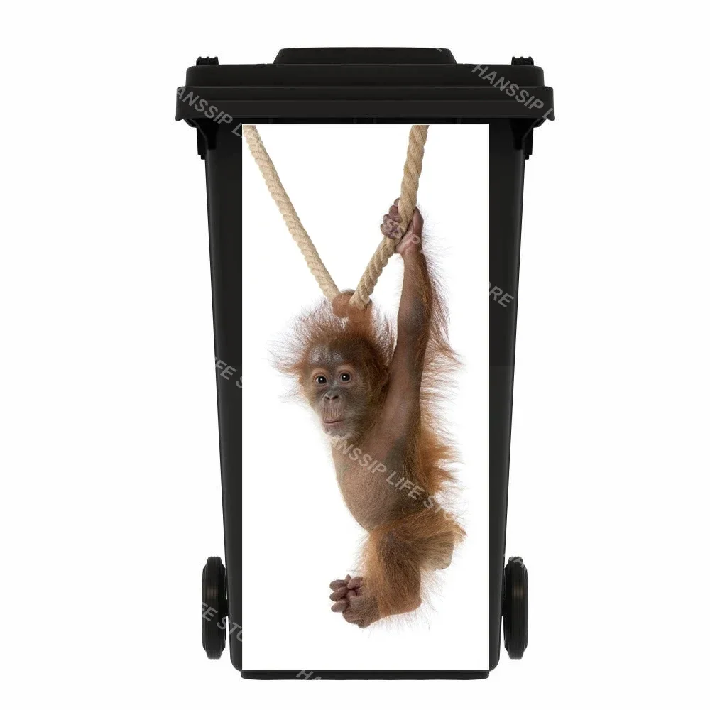 Funny Animal Trash Can Mural Stickers Self-Adhesive Removable Kitchen Rubbish Bin Decorative Outdoor Garbage Can Art Decals trash can sticker