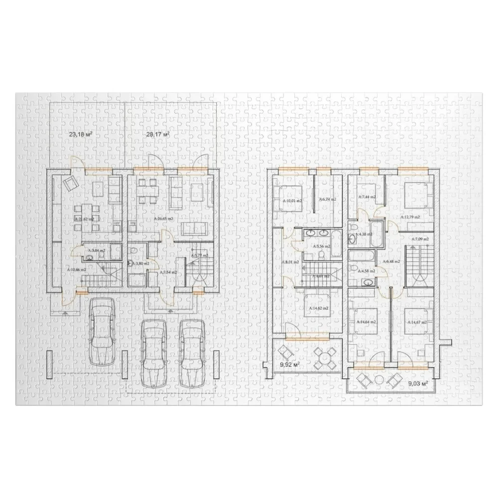 Detailed architectural private house floor plan, apartment layout, blueprint. Vector illustration Jigsaw Puzzle