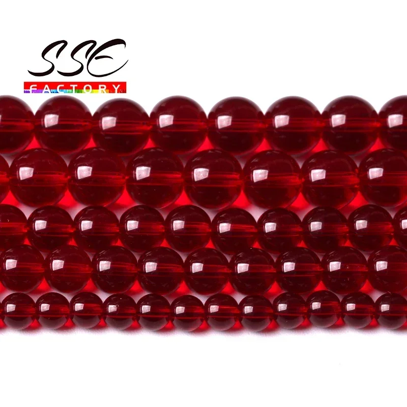 Garnet Glass Crystal Beads Red Glass Round Loose Stone Beads For Jewelry Making DIY Bracelet Necklaces Accessories 15"