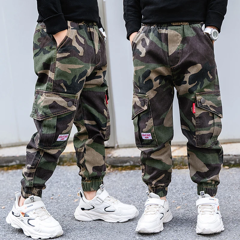 YOUJIAA Boys Camouflage Cargo Jogger Teen Chino Pants Trousers for Jogging Running Hiking