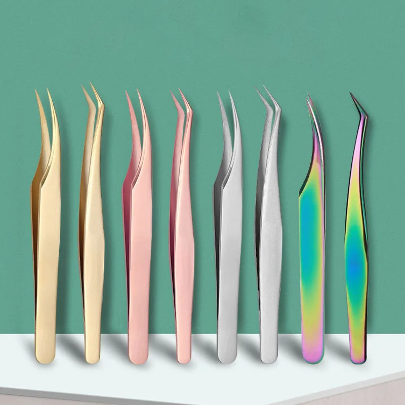 

Stainless Steel Eyelash tweezers High Precision Anti-static design Lashes Extensions Eyebrow Tweezers Professional Makeup Tool