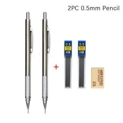 Premium Mechanical Pencil Set - Full Metal Design for Art, Drawing, and Office Use (2Pc 0.5mm Pencil)