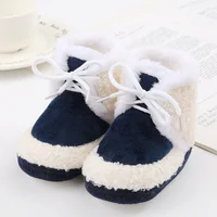 0-18M Baby Padded Cotton Shoes Double Pom Pom Soft Sole Toddler Shoes Baby Solid Color Warm Snow Boots 4
