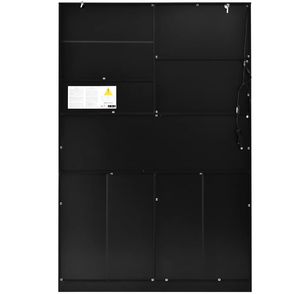 PINGGO LED Küchenbuffetschrank 6 Türen 3 Schubladen Mikrowellenbereich Glasregale B120,5xT40xH180cm – Detail 20