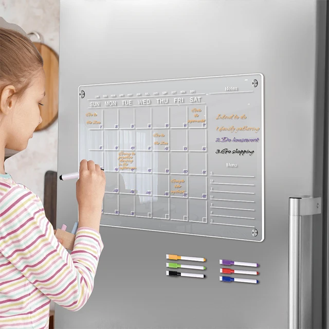 Clear Acrylic Fridge Magnet Sticker Calendar Board Planner Daily Weekly Monthly Schedule Dry Erase Board for Home School Office