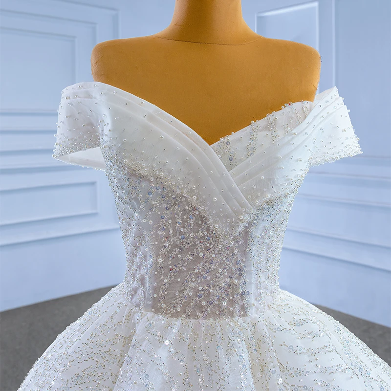 Superfine Dresses For Women 2022 Organza Ball Gown V-Neck Wedding Suits For Women Beading Sequined RSM222218 Vestido De Noiva 5