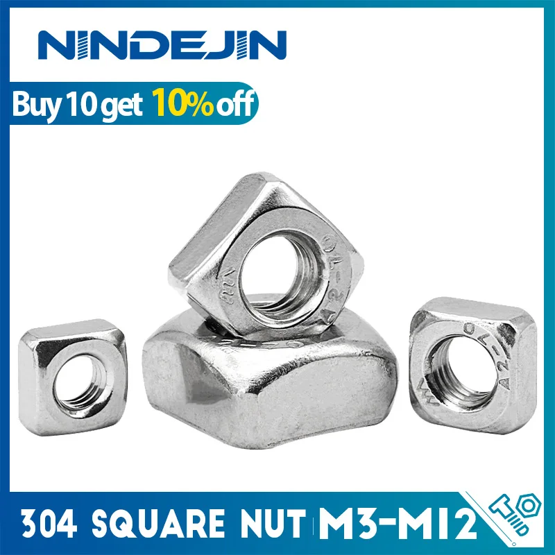 NINDEJIN 2-50pcs metrika hranatý maticemi M3 M4 M5 M6 M8 M10 nerez ocel standrad din557