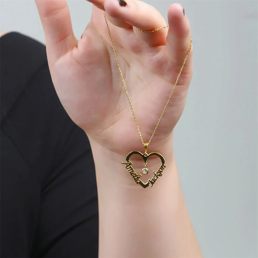 

Индивидуальное ожерелье с именем в форме сердца для женщин, ожерелья из нержавеющей стали на заказ, ювелирные изделия, ожерелья для влюбленных, подарок на день Святого Валентина