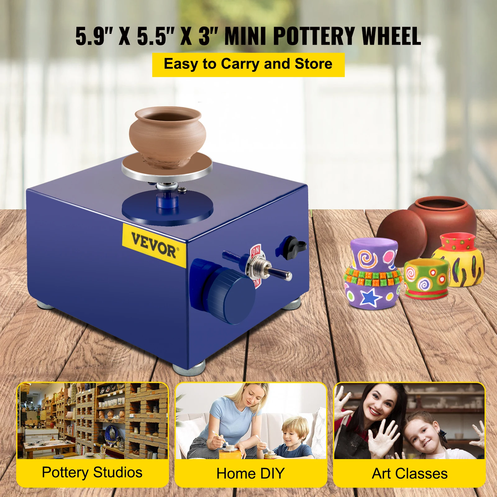 VEVOR Mini Pottery Wheel Machine With Turntable Trays Electric Pottery Tool  30W for Home & School Pottery Clay DIY Ceramic Work - AliExpress