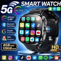 Nouvelle Montre Connectée 4G 5G 2026 pour Hommes, Carte SIM, 8 Go + 128 Go, Écran AMOLED 2,4 pouces, GPS, WiFi, Appels Vidéo, Téléchargement d'Applications Sociales, Smartwatch Android 1