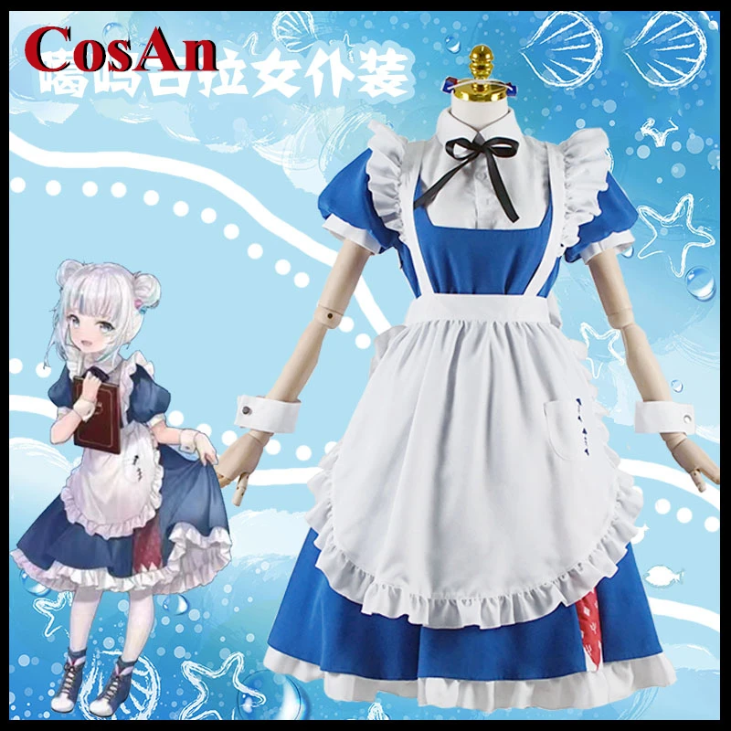 

CosAn Anime Vtuber Hololive Gawr Gura Cosplay Costume Elegant Sweet Maid Dress Uniform Activity Party Role Play Clothing