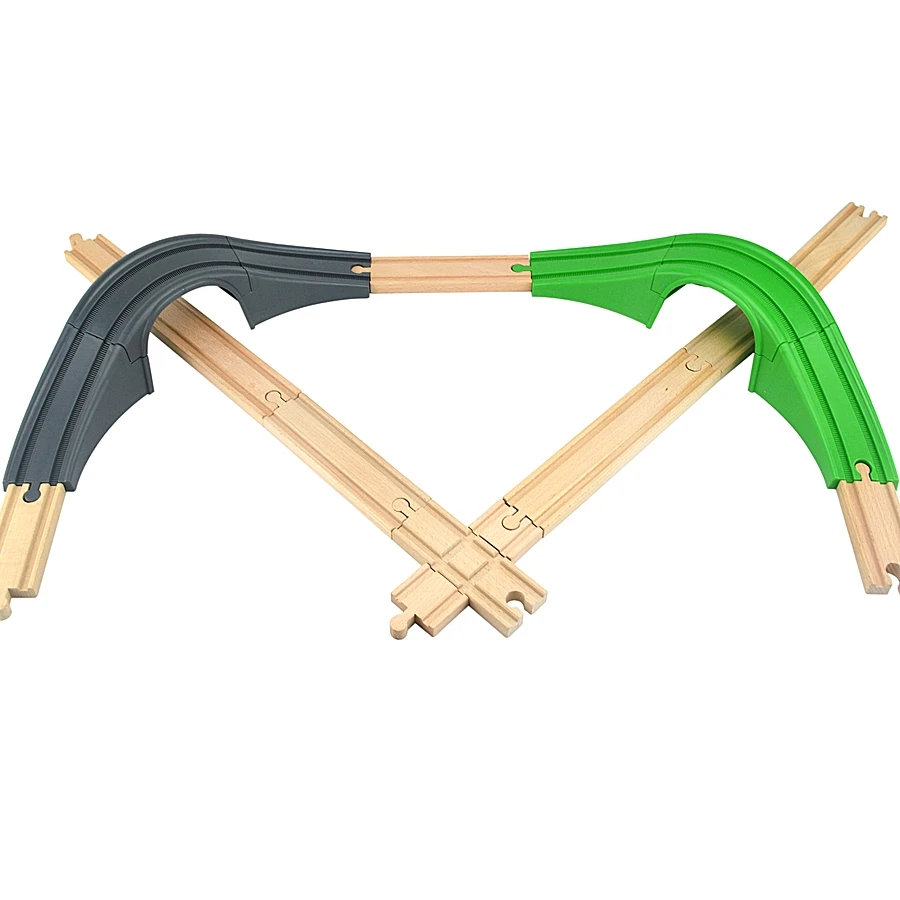 기차 트랙 나무 액세서리 터널 브리지 트랙 맞는 Brio 나무 트랙 교육 완구 어린이를위한 어린이 선물 다이 캐스트