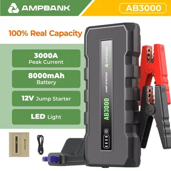 AMPBANK AB3000 12V Car Jump Starter Battery Charger Power Bank Portable 3000A Auto Booster Pack 1