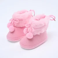 Winter Baby Boots Pompom Plus Velvet Snow Booties Baby Shoes Warm baby Girl Shoes Soft Sole Indoor Walking Shoe 2