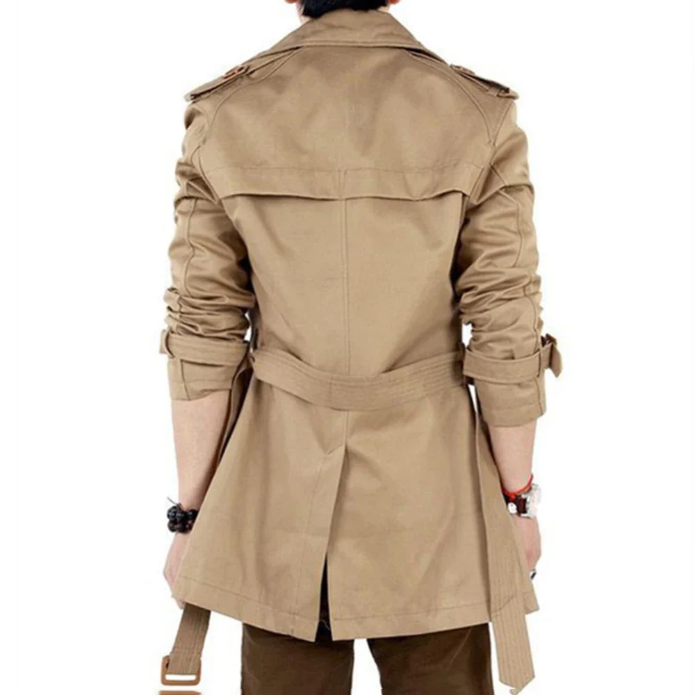 Autumn And Winter Mens Mid-Length Trench Coat Elegant British Solid Color Coat Korean Style Double-Breasted Casual Trench Coat 2