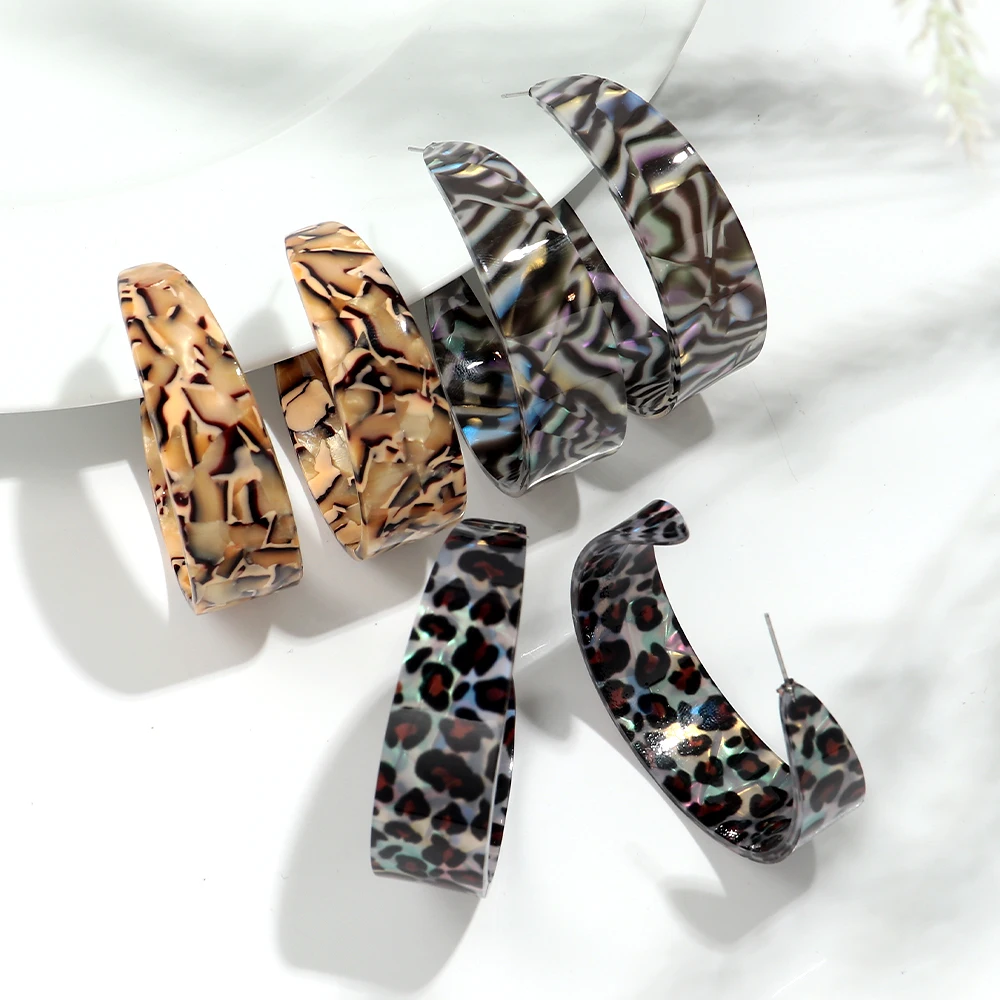 Pendient de acrílico con tampado de leopardo para mujer, aret Pendient de acrílico con tampado de leopardo para mujer, aret