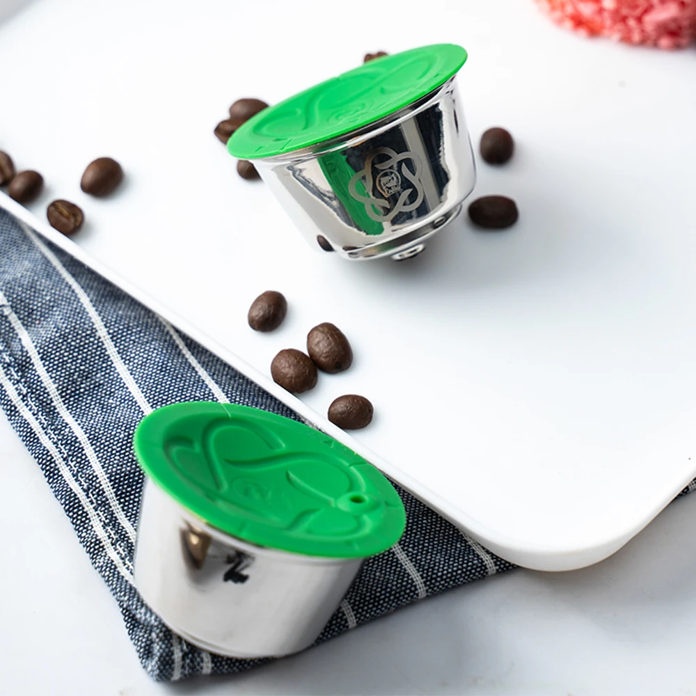 Icafilas Dolce Gusto Capsule Capsule Riutilizzabili In Silicone Con Copertura Verde In Acciaio Inossidabile Per Filtri Caffè Dolce Gusto Capsule Ciald