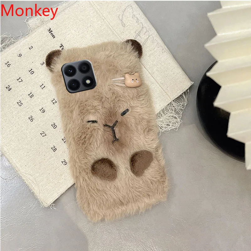 Ins Korean Cute 3D Capybara Soft Case For Huawei Nova 11i 10 9SE 8i 7i 3i 5T P50 P40 P30 P20 Mate 20 Y9S Furry Fluffy Fur Cover 5