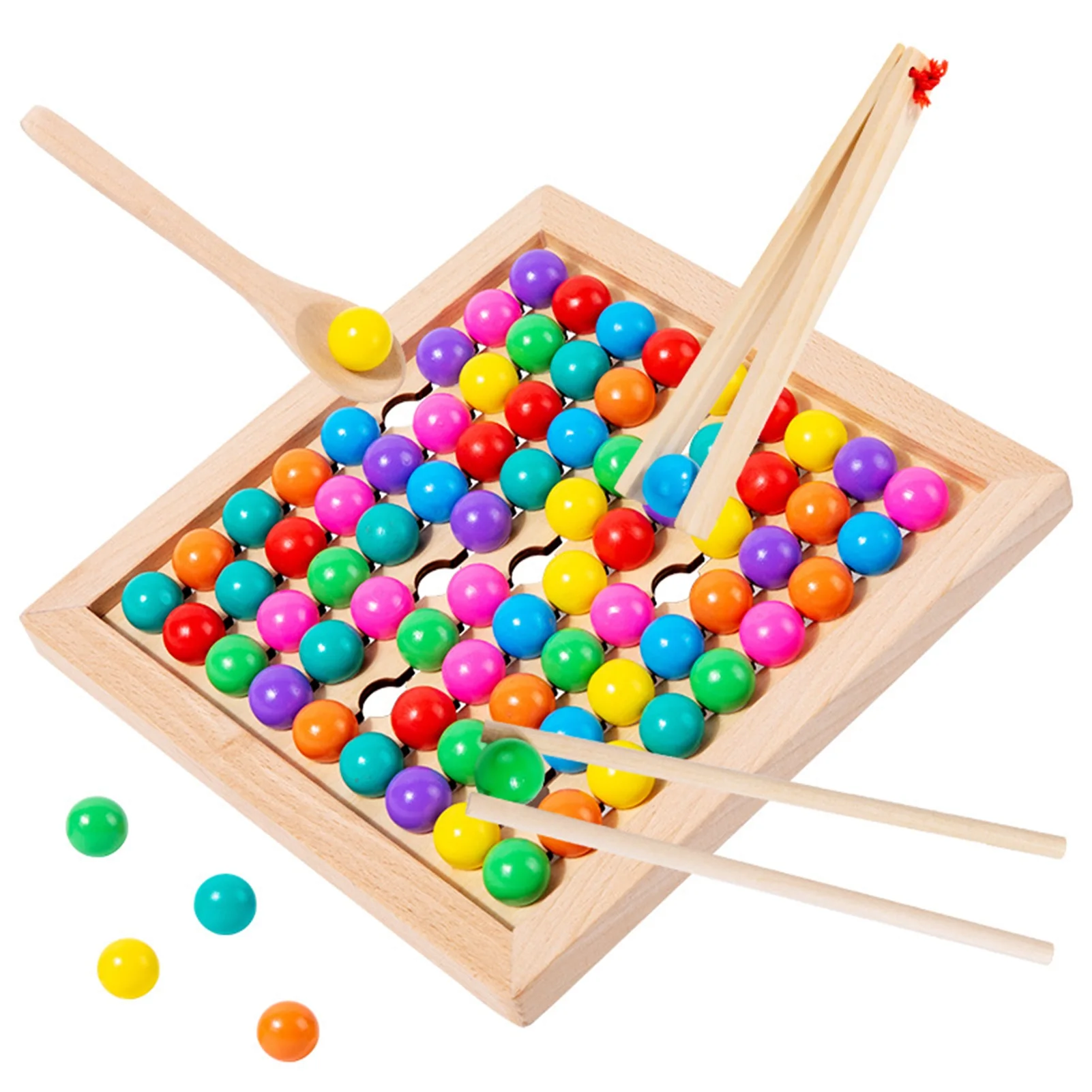 

Color Sorting Beads Game Montessori Toys Puzzle Stacking Board Toy Children's Math Learning Color Game for 3-12 Year Old Kids