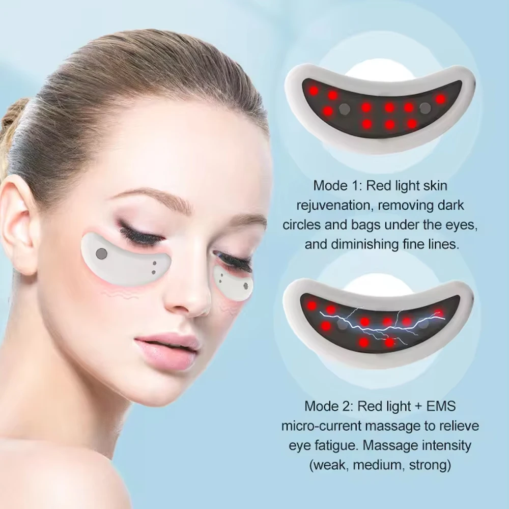 Red Light Therapy Eye Care EMS Eye Massager--Gel Patch Dark Circles Fine Lines Black Bag Removal Eyes Beauty Device Pads
