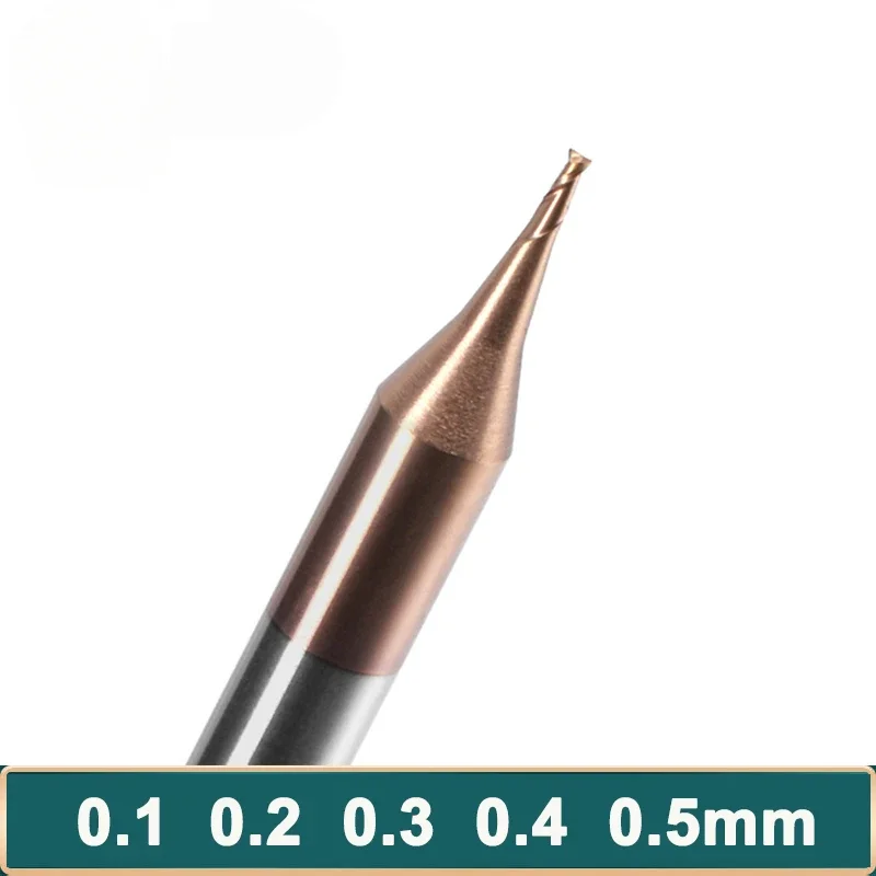 OUIO HRC55 마이크로 카바이드 엔드 밀 2 플루트 TiAIN 마이크로 플랫 4mm 생크 밀링 커터, 카바이드 CNC 조각 비트 엔드 밀, 0.1-0.9mm