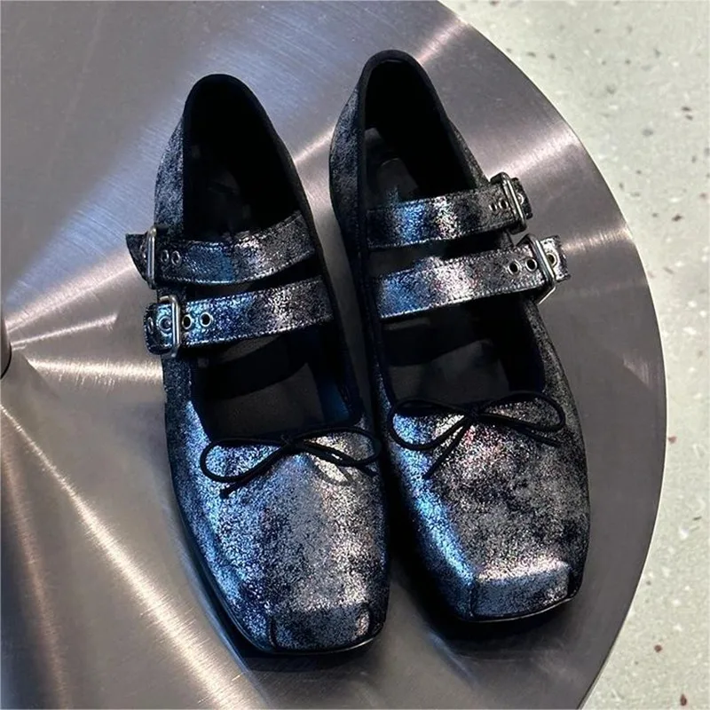 

Flats Marie Janes Shoes Women Bow Ballet Dance Shoes Fashion 2024 Square Toe Shallow Sandals New Dress Walking Zapatillas Femme