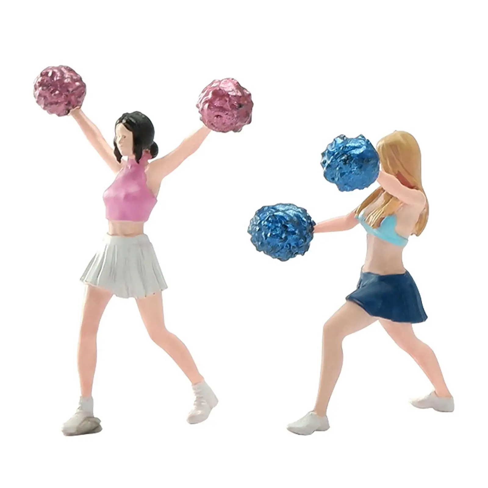 1/64 Cheerleader Model Painted Figures for Train Station Layout Desktop Decoration Miniature Scene Sand Table Micro Landscape