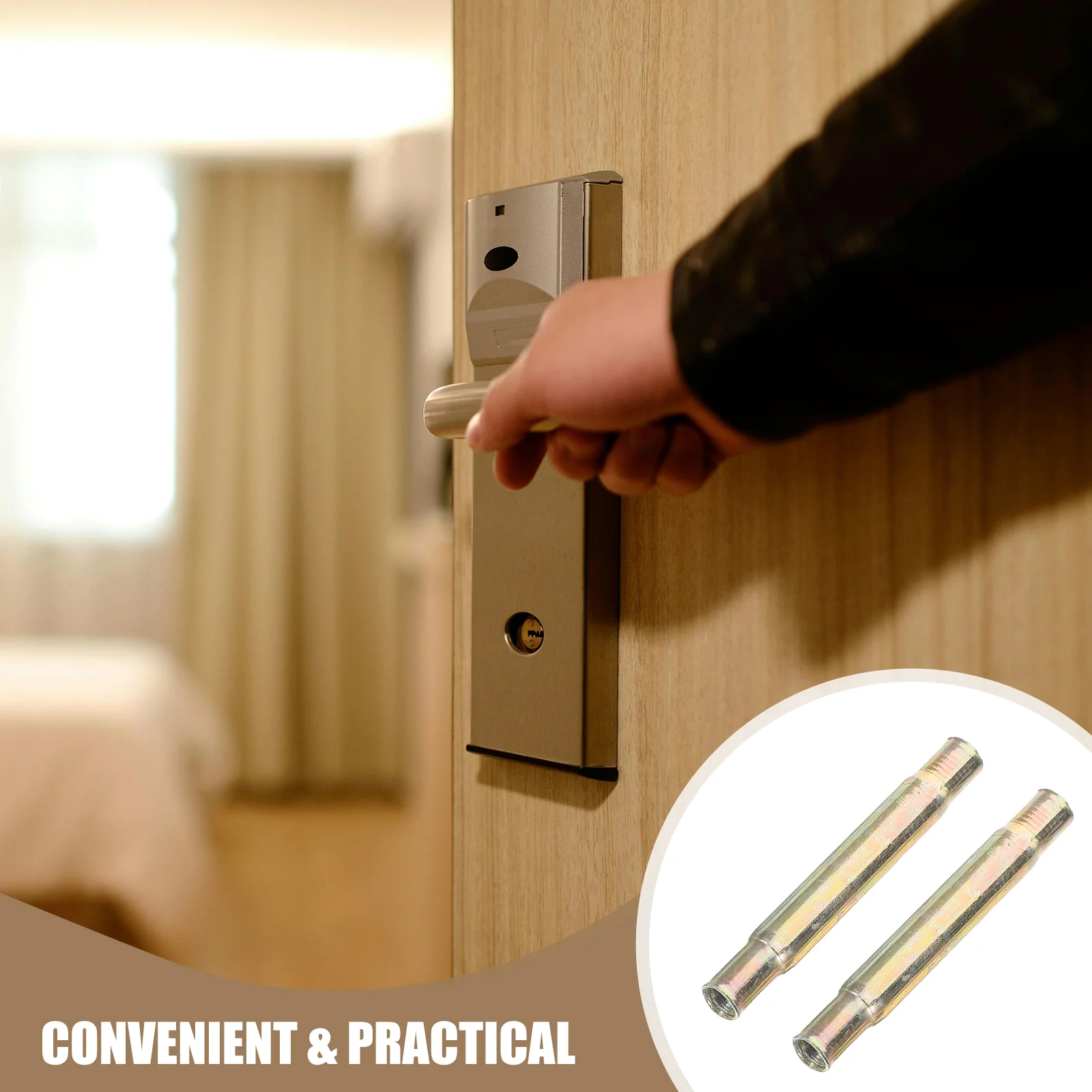2 Pcs Security Door Handle Gate Lock Connecting Tubes Accessories Fittings Pipe Hardware Accessory Stainless Steel Connectors