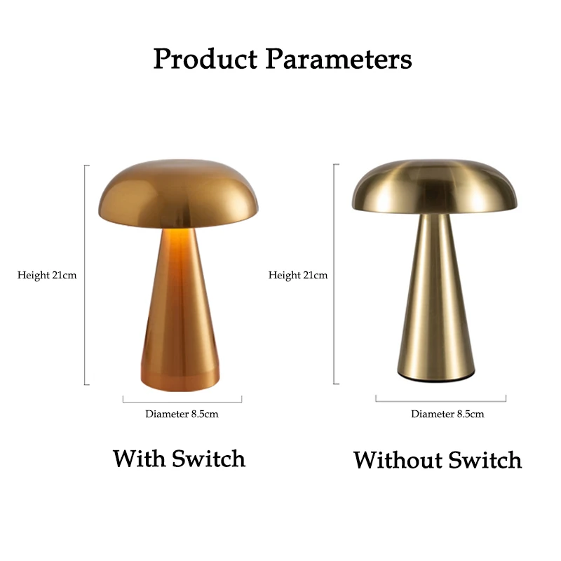 Nordic Portable Small Mushroom Table Lamp Usb Rechargeable Touch Dimming Eye Protection Led Night Light Bedroom Atmosphere