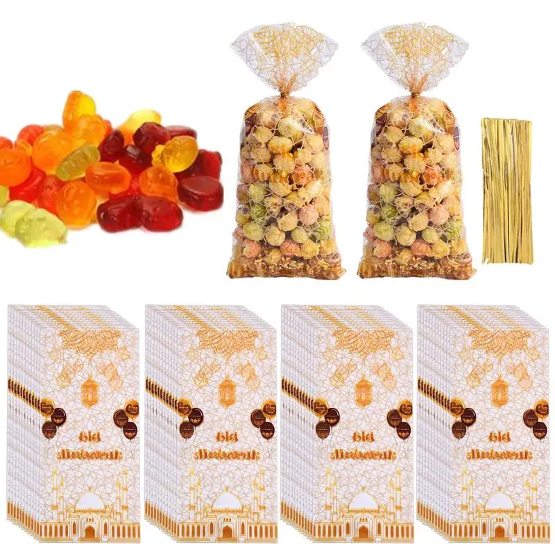 

Eid Treat Bags Classic Cellophane Eid Mubarak Wrapping Bag Treat Sacks With Twist Ties For Gift Goody Packaging Eid Party Supply