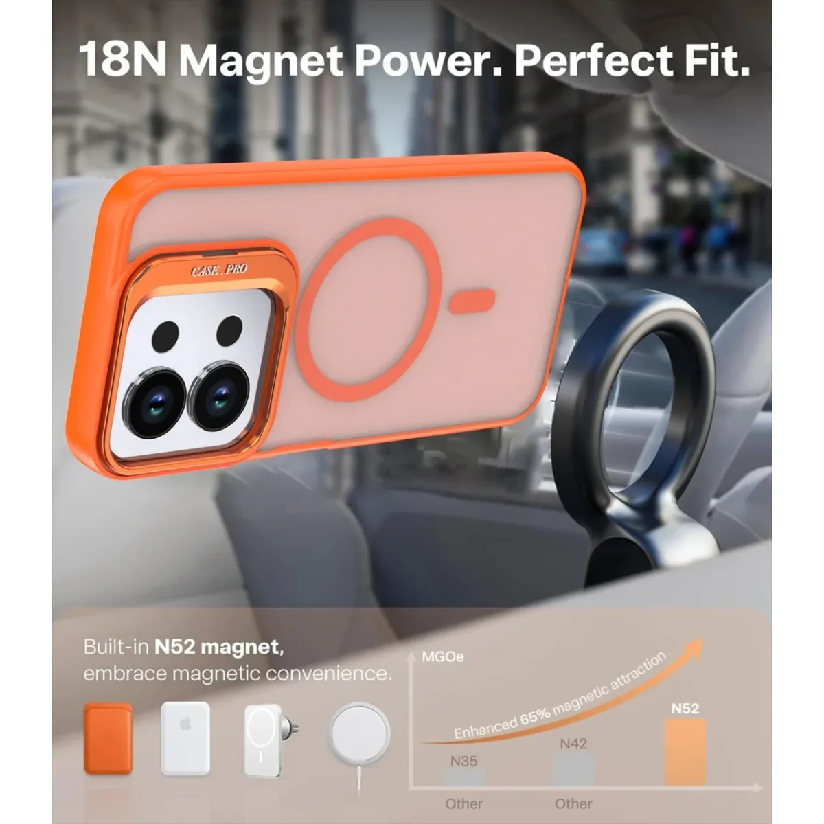 Luxury Magnetic Matte Translucent Phone Case with Metal Lens Stand and Shockproof Design