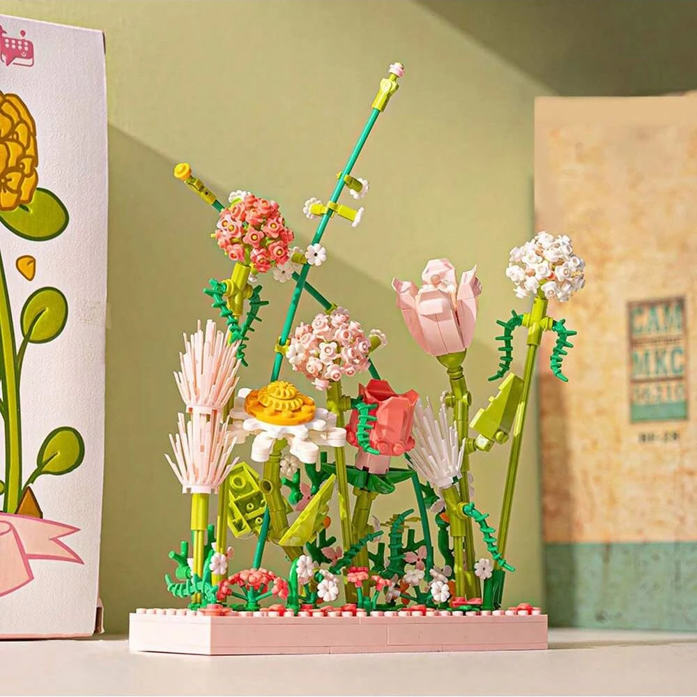 Flower Blocks Bonsai Plant Model Bricks Home Decoration Toy