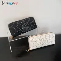 Women Spider Web Zipper Wallet PU Leather Gothic Coin Money Bag Fashion Multi-Use Halloween Trendy Wallet for Girls 1